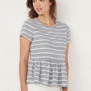 NWT Lauren Conrad Blue & White Striped Peplum Top